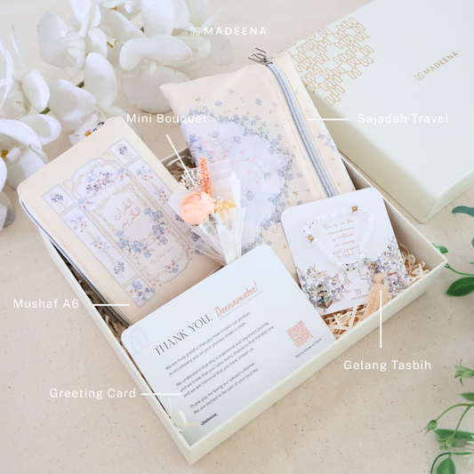 Madinaquran - Hampers al Quran & Sajadah & Tasbih Bright Package (Mushaf ukuran kecil A6 )