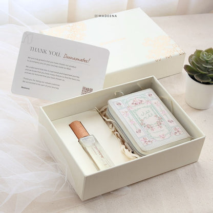 Kado Pernikahan Bermanfaat Hampers al Quran & Eau de Toilette Shine Package